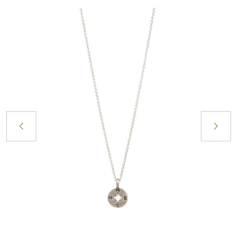 Dog Eared Going Places Silver Compass Necklace